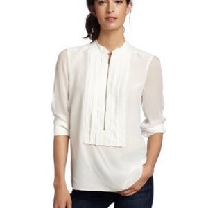 BCBGMaxAzria NWT 100% Silk Eve Tuxedo Blouse XXS